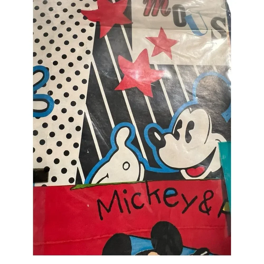 CLEO 80s Disney Mickey Mouse Minnie Goofy Wrapping Paper Flat 6 Sheets 37.5 Sq F